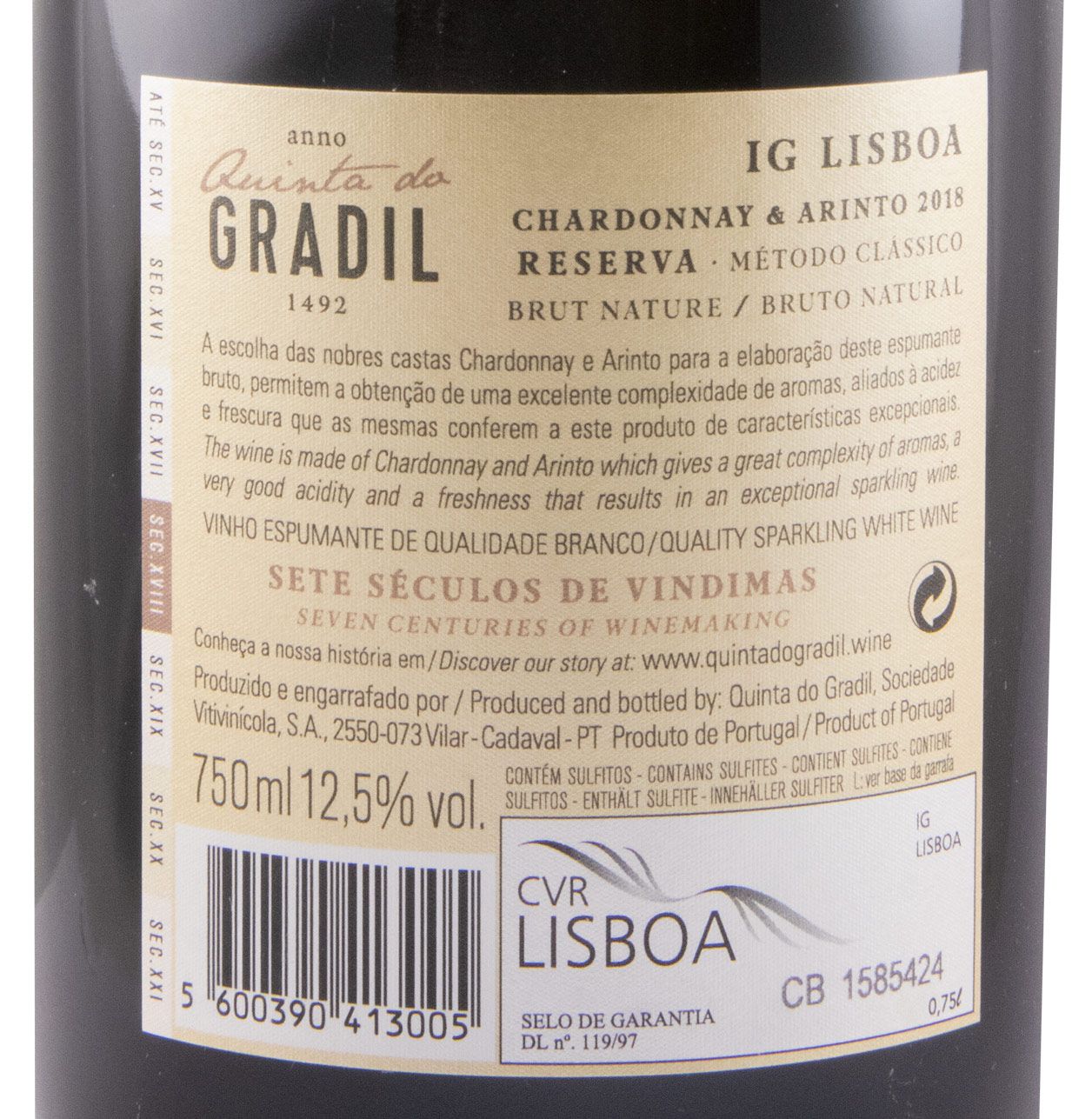 2018 Sparkling Wine Quinta do Gradil Reserva Bruto Natural