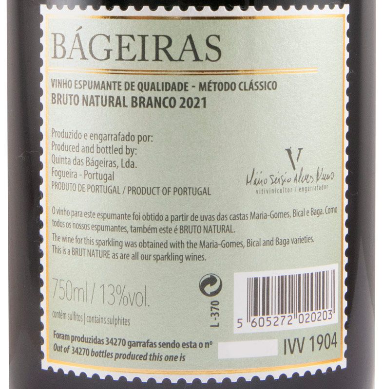2021 Sparkling Wine Quinta das Bágeiras Brut Nature