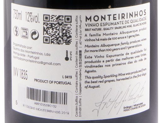 2019 Espumante Monteirinhos Blanc de Noirs Bruto Natural
