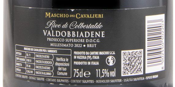 2022 Espumante Prosecco Maschio dei Cavalieri Rive di Colbertaldo Valdobbiadene Superior Bruto