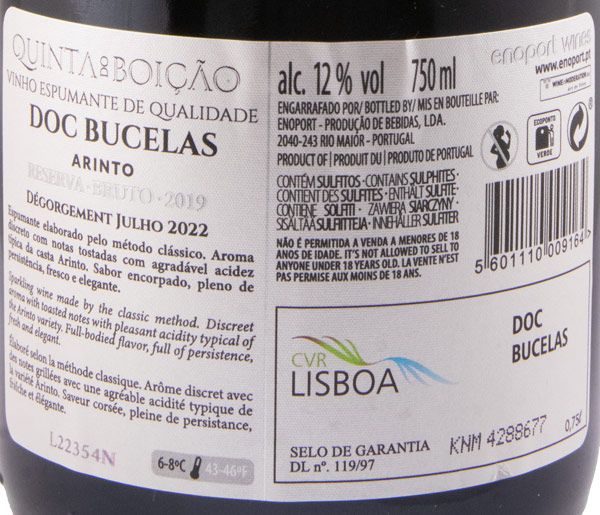 2019 Espumante Quinta do Boição Arinto Reserva Bruto