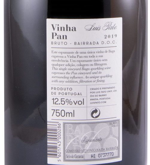 2019 Espumante Luís Pato Vinha Pan Bruto s/Sulfitos