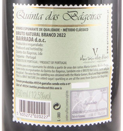 2022 Sparkling Wine Quinta das Bágeiras Brut Nature
