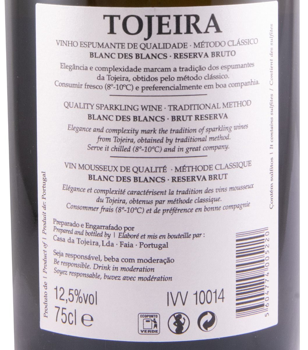Espumante Tojeira Blanc des Blancs Reserva Bruto