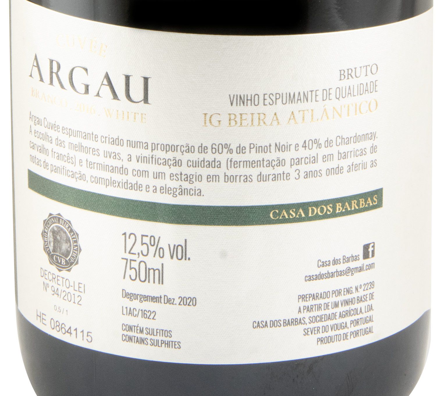 2016 Espumante Casa dos Barbas Argau Cuvée Bruto