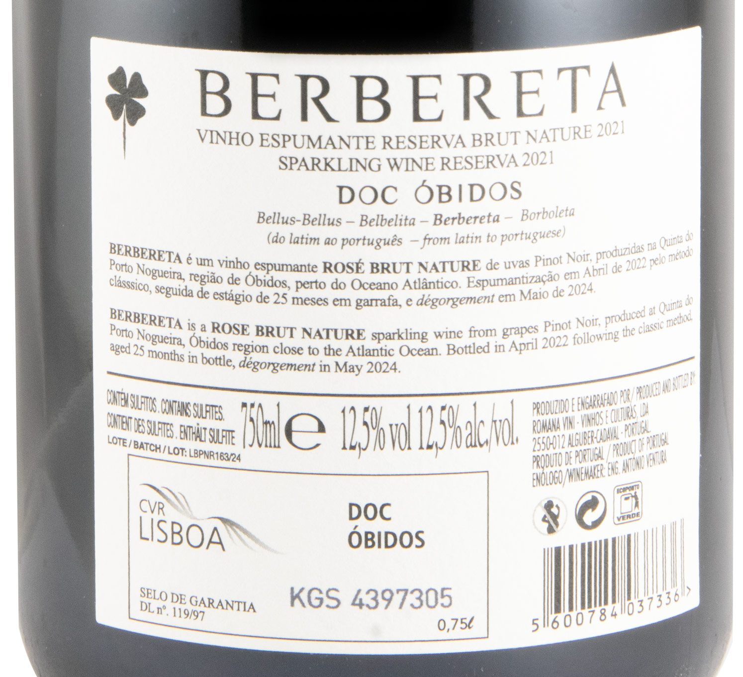 2021 Espumante Berbereta Bruto Natural rosé