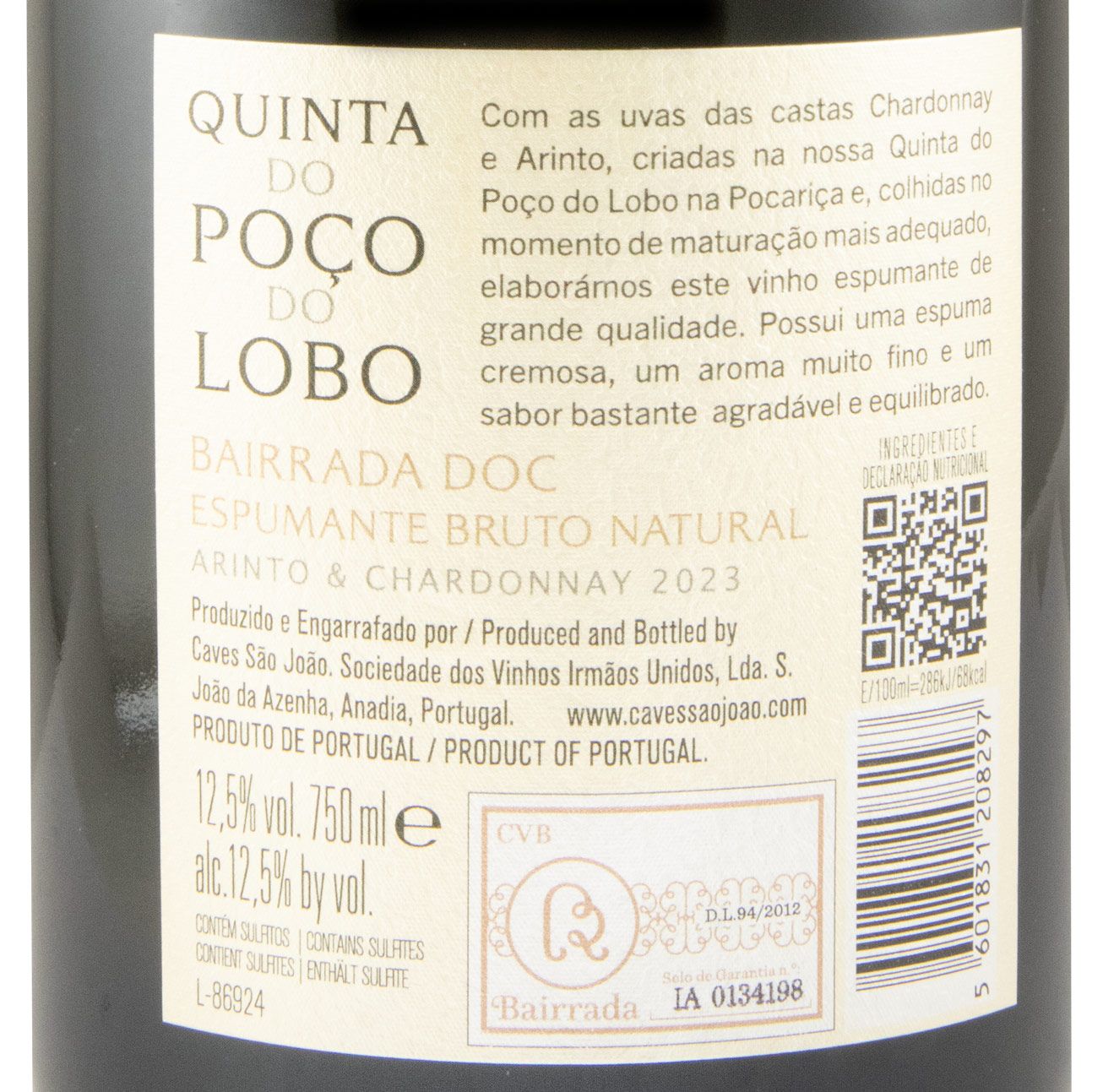 2023 Sparkling Wine Quinta do Poço do Lobo Arinto & Chardonnay Brut Nature