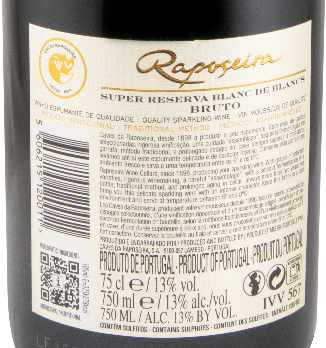 2020 Espumante Raposeira Blanc de Blancs Super Reserva Bruto