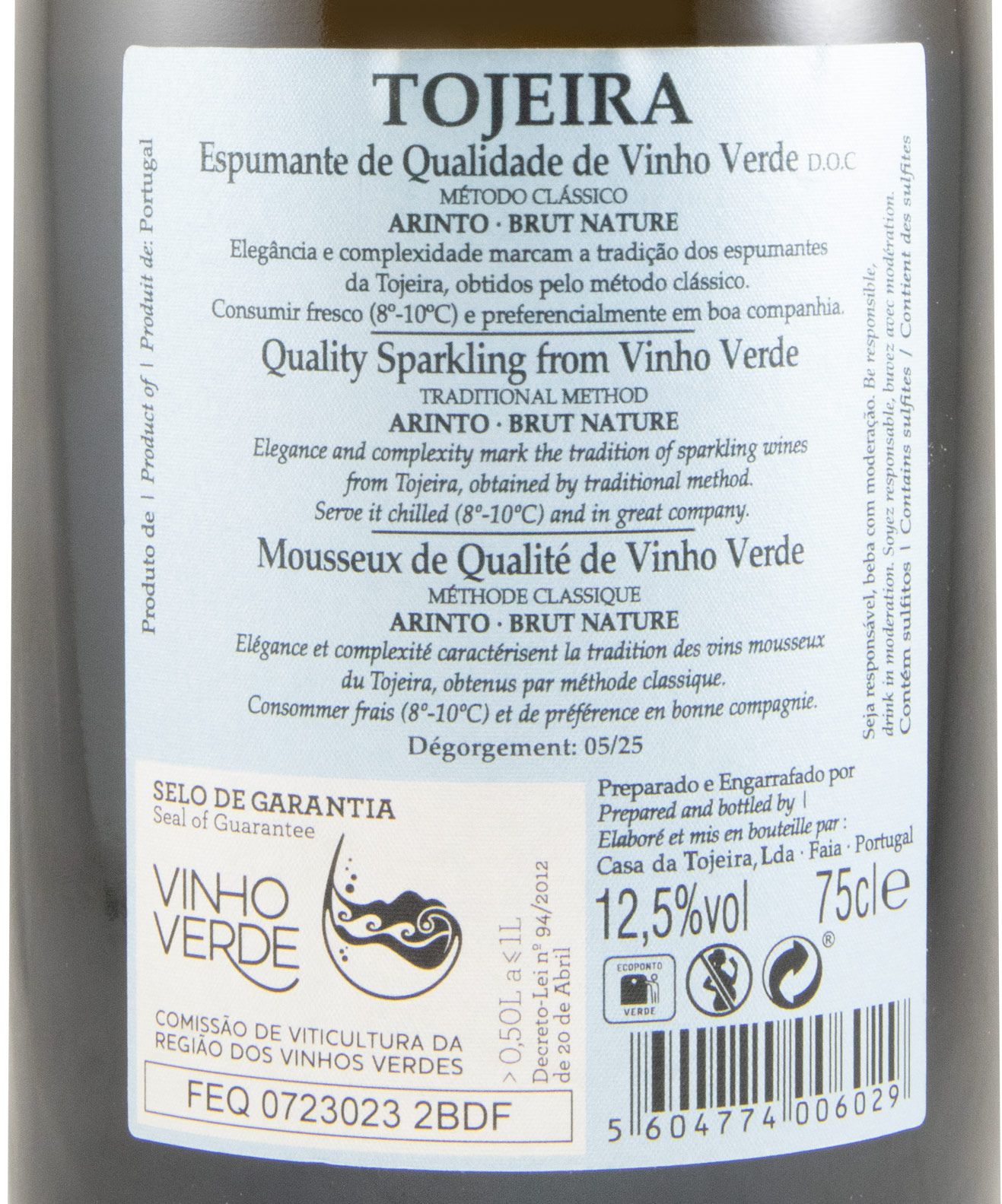 Espumante Tojeira Arinto Bruto Natural