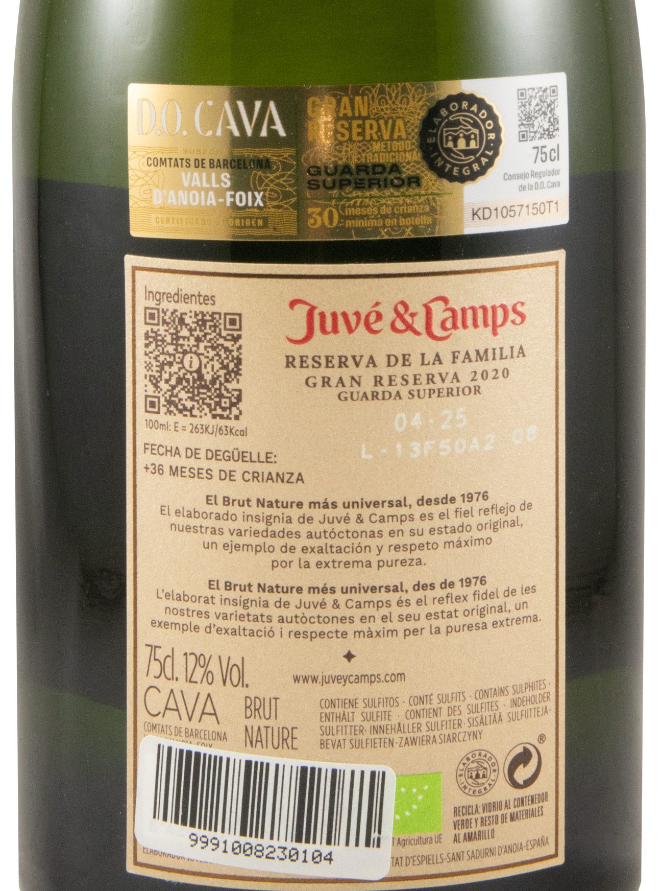 2020 Espumante Cava Juvé & Camps Reserva de la Familia Bruto Natural biológico