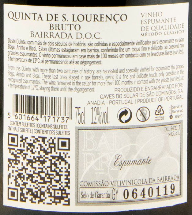 2011 Espumante Quinta de S. Lourenço Bruto