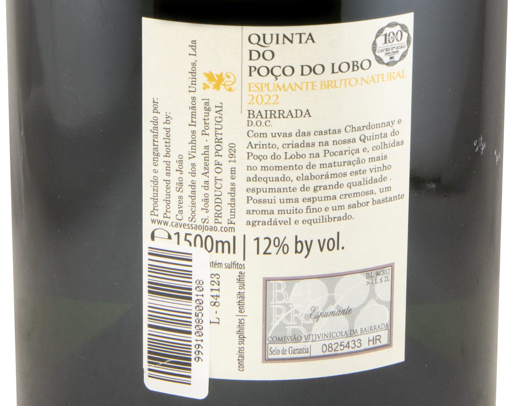 2022 Sparkling Wine Quinta do Poço do Lobo Arinto & Chardonnay Brut 1.5L