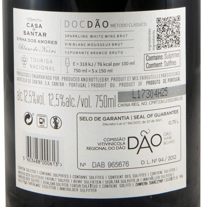 2018 Espumante Casa de Santar Vinha dos Amores Touriga Nacional Blanc de Noirs Bruto