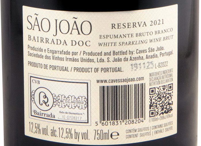 2021 Espumante Caves São João Reserva Bruto