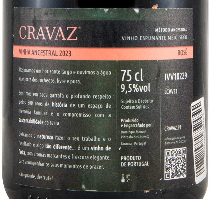 2023 Espumante Cravaz Ancestral Vinha Ancestral Meio Seco rosé