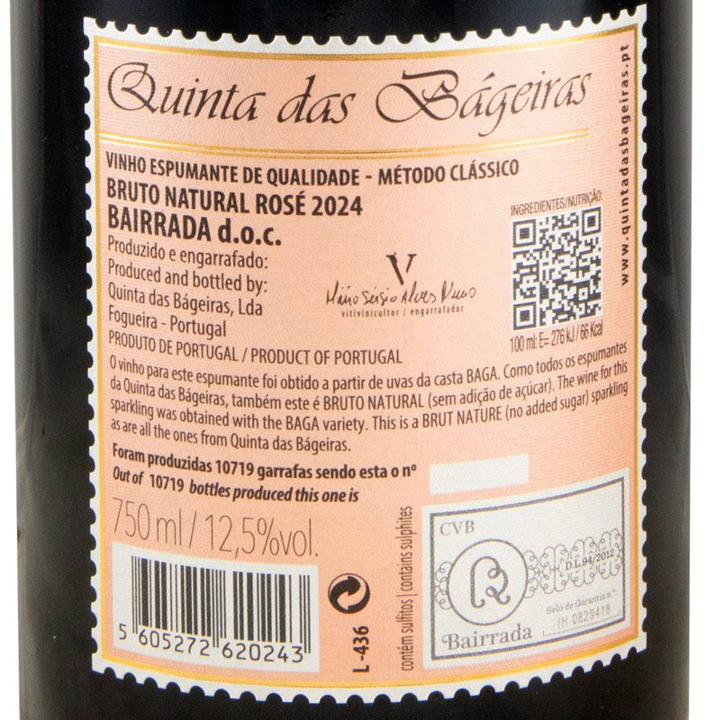 2024 Espumante Quinta das Bágeiras Bruto Natural rosé