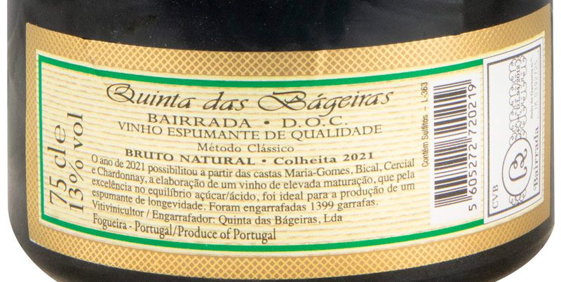 2021 Espumante Quinta das Bágeiras Grande Reserva Bruto Natural