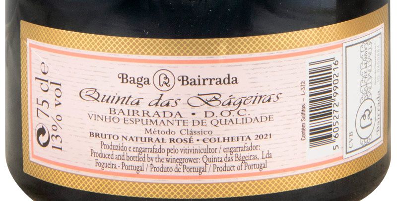 2021 Espumante Quinta das Bágeiras Grande Reserva Bruto Natural rosé