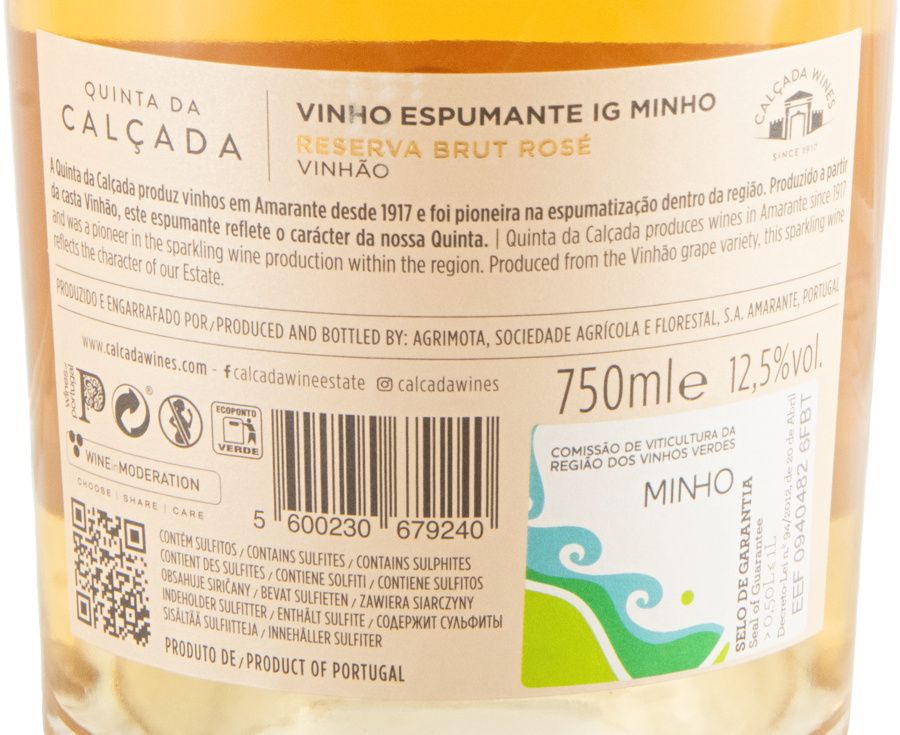 Espumante Quinta da Calçada Cuvée de Choix Bruto rosé