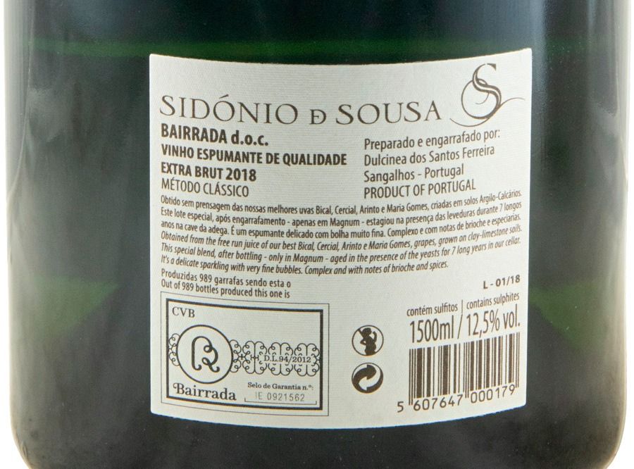 2018 Espumante Sidónio de Sousa Special Cuvée Extra Bruto 1,5L