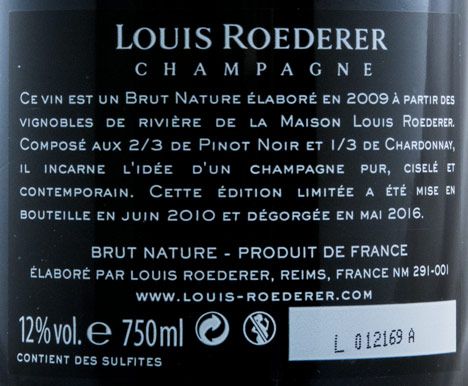 2009 Champagne Louis Roederer et Philippe Starck Brut Nature