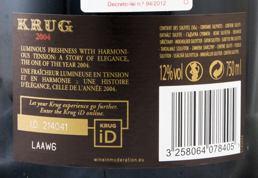 2004 Champagne Krug Vintage Bruto
