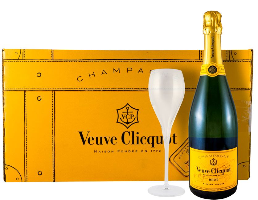 Pack Champagne Veuve Clicquot Bruto 6 Garrafas + 6 Copos
