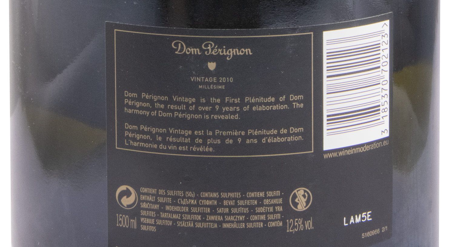 2010 Champagne Moët & Chandon Dom Pérignon Bruto 1,5L