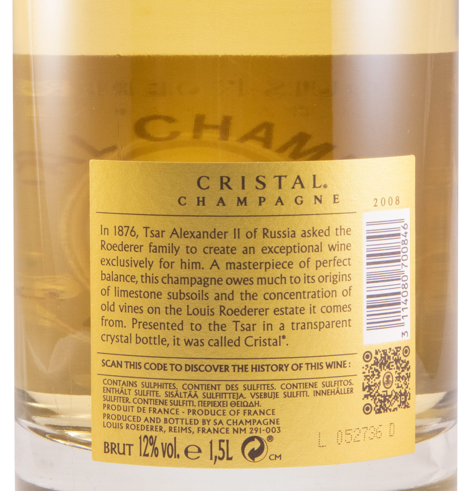 2008 Champagne Louis Roederer Cristal Bruto 1,5L