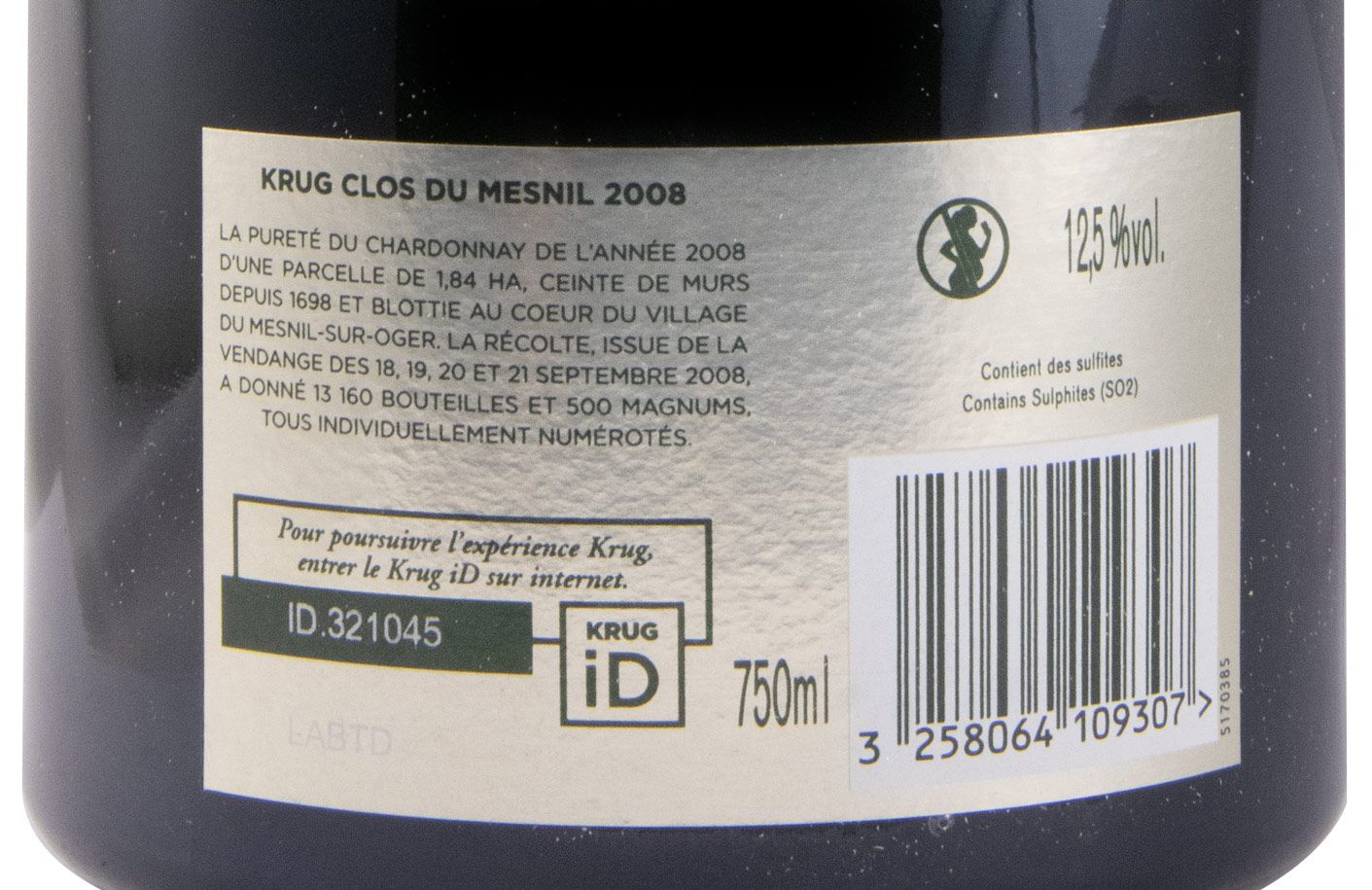 2008 Champagne Krug Clos du Mesnil Blanc de Blancs Bruto