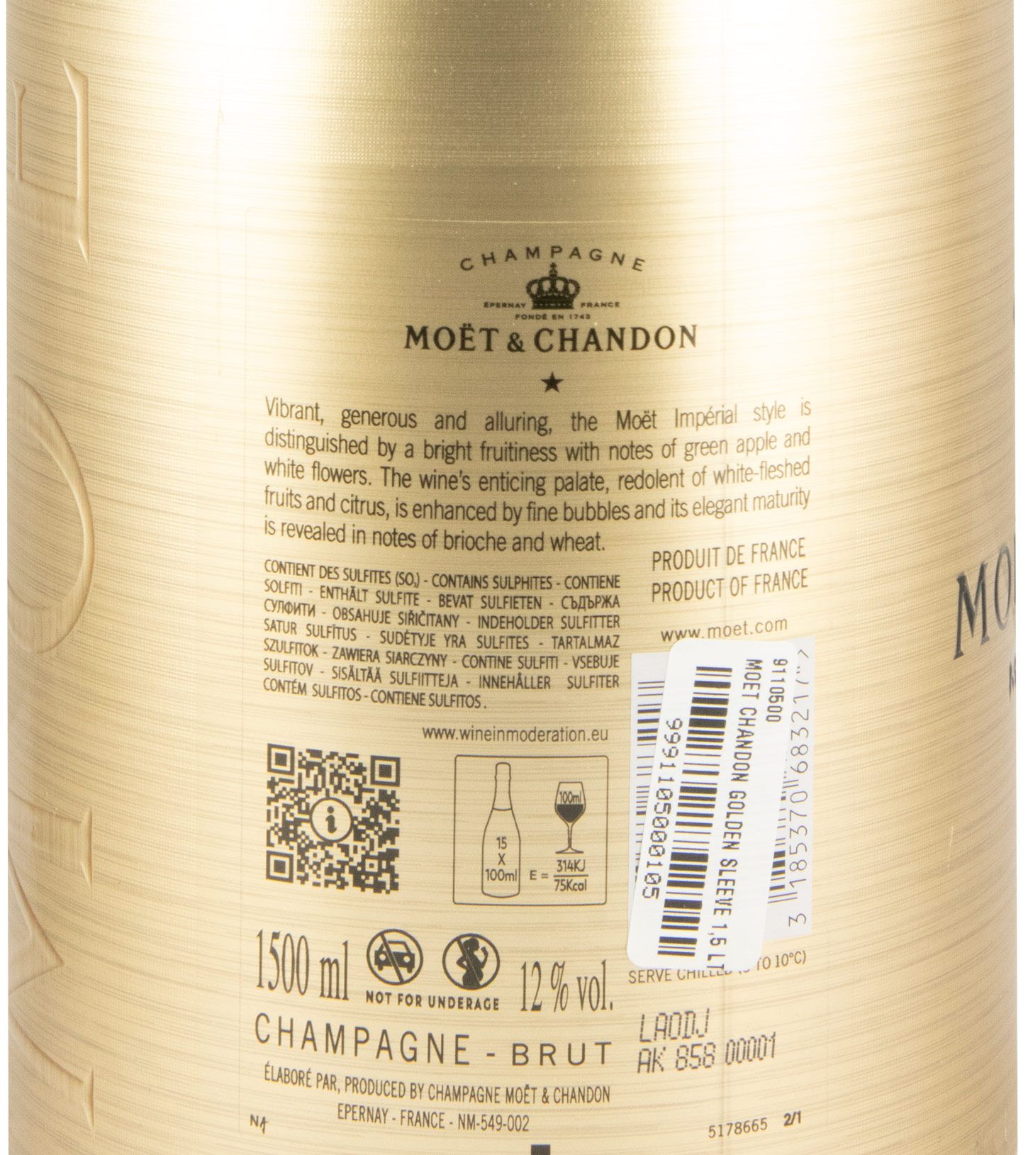 Champagne Moët & Chandon Impérial Golden Sleeve Bruto 1,5L