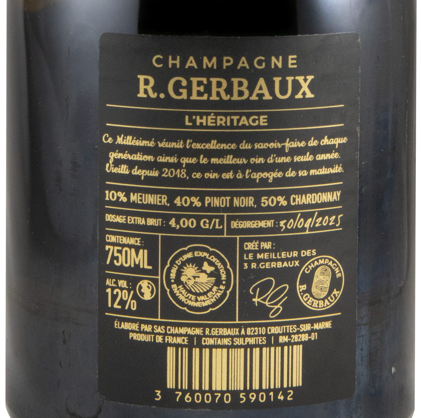 2018 Champagne R. Gerbaux L'Heritage Millésimé Extra Bruto