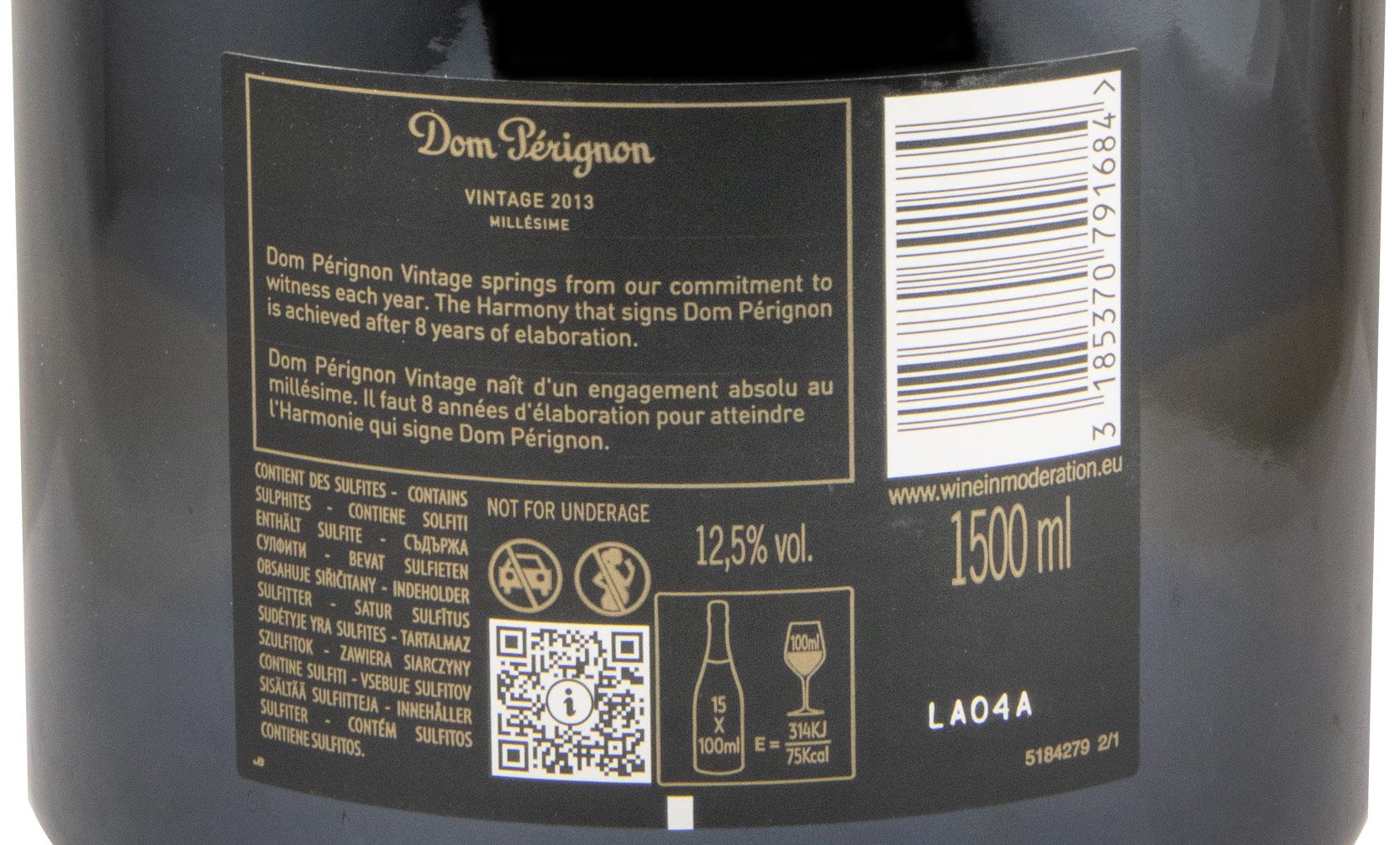 2013 Champagne Dom Pérignon Bruto 1,5L