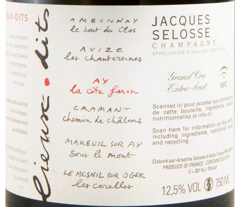 Champagne Jacques Selosse La Côte Faron Blanc de Noirs Brut
