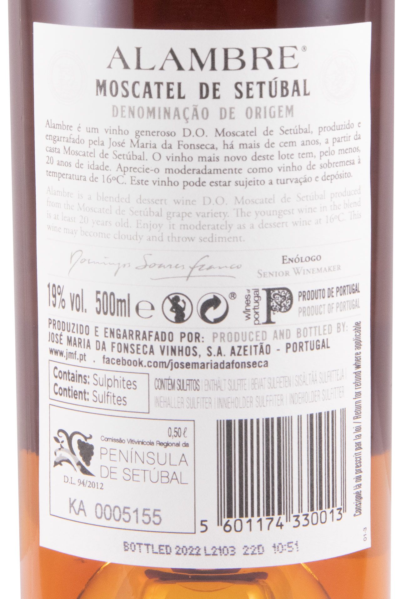 Moscatel de Setúbal José Maria da Fonseca Alambre 20 anos 50cl