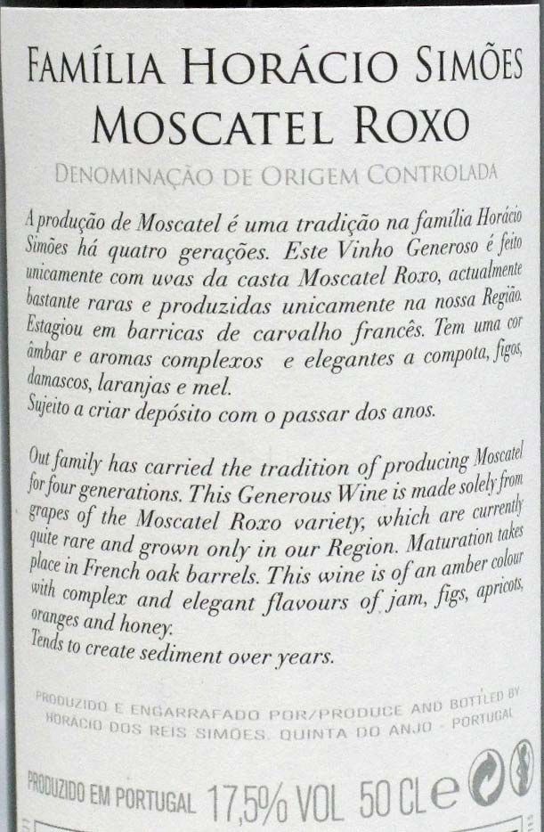 2009 Moscatel Roxo de Setúbal Horácio Simões 50cl