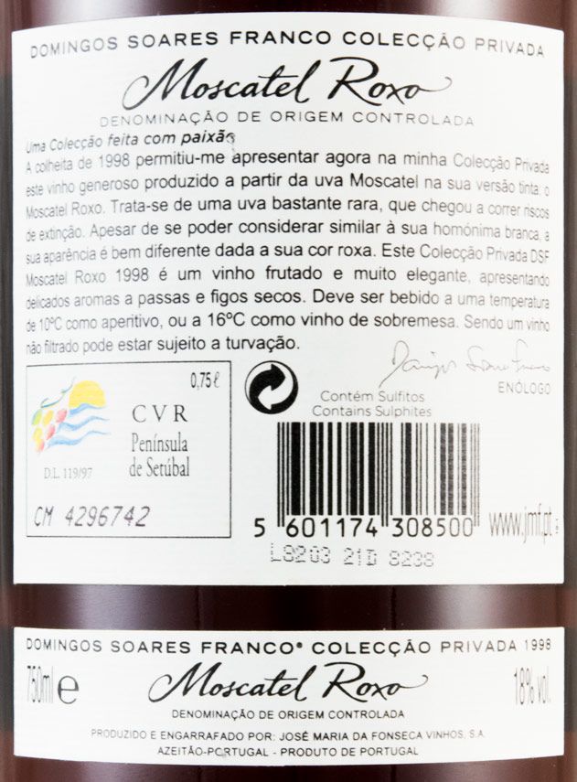 1998 Moscatel Roxo de Setúbal Domingos Soares Franco Colecção Privada