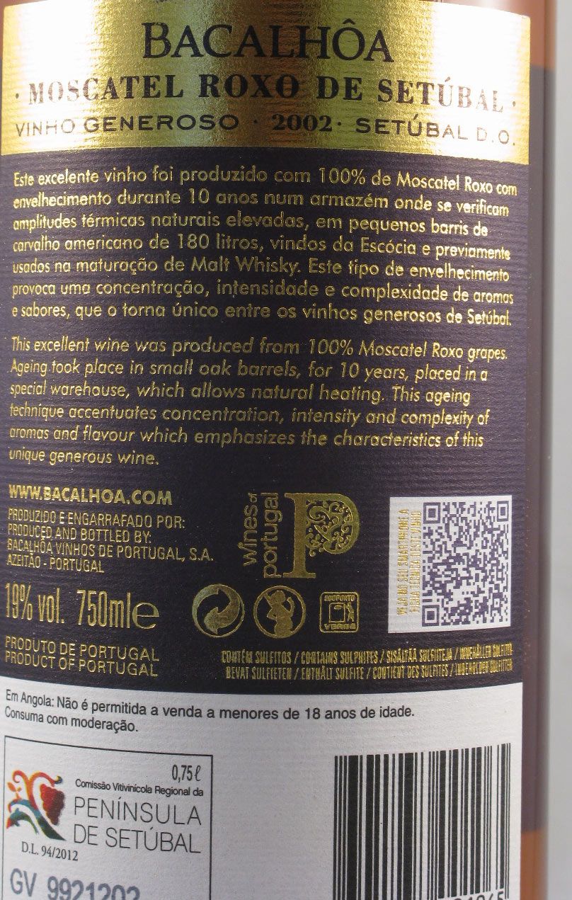 2002 Moscatel Roxo de Setúbal Bacalhôa Superior