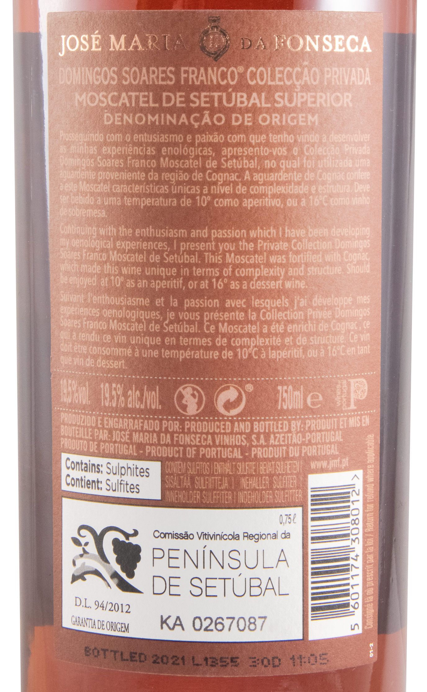 1999 Moscatel de Setúbal Domingos Soares Franco Cognac Colecção Privada