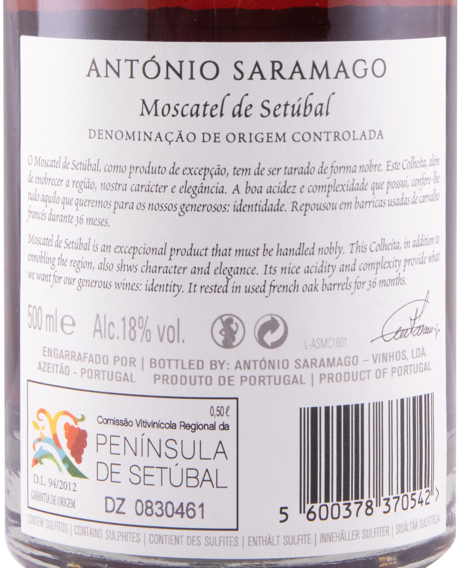2016 Moscatel de Setúbal António Saramago 50cl