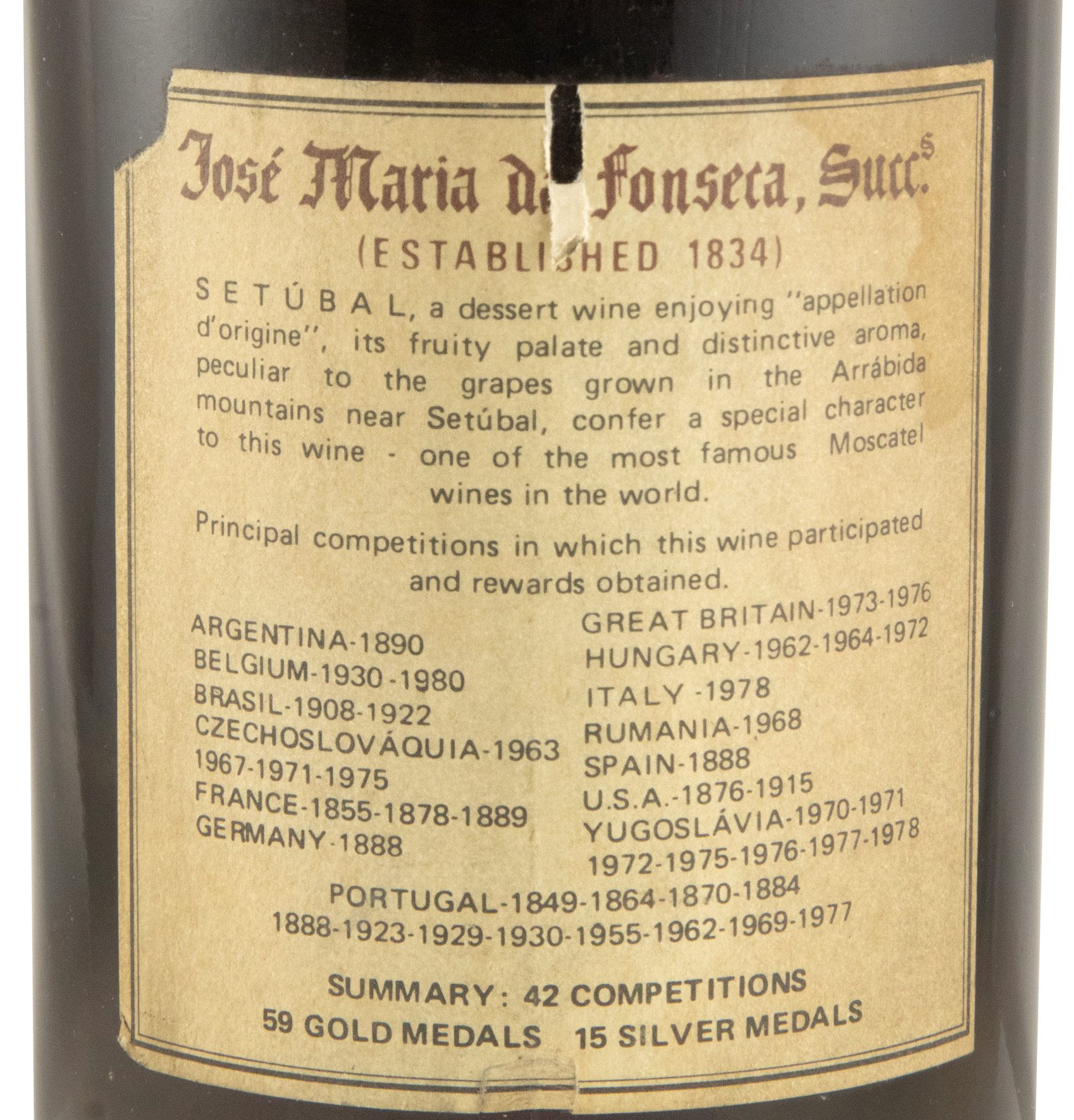 1982 Moscatel de Setúbal José Maria da Fonseca 25 anos (engarrafado em 1982)