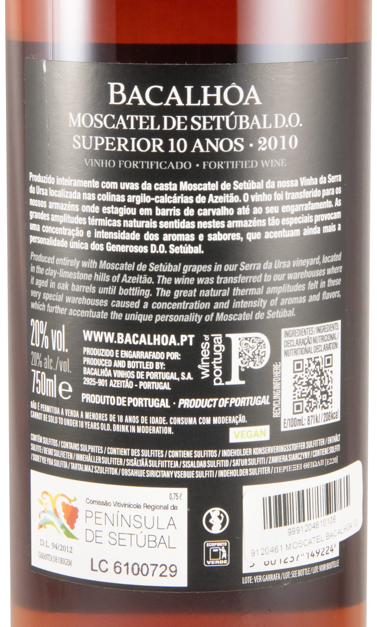 2010 Moscatel de Setúbal Bacalhôa Superior 10 years