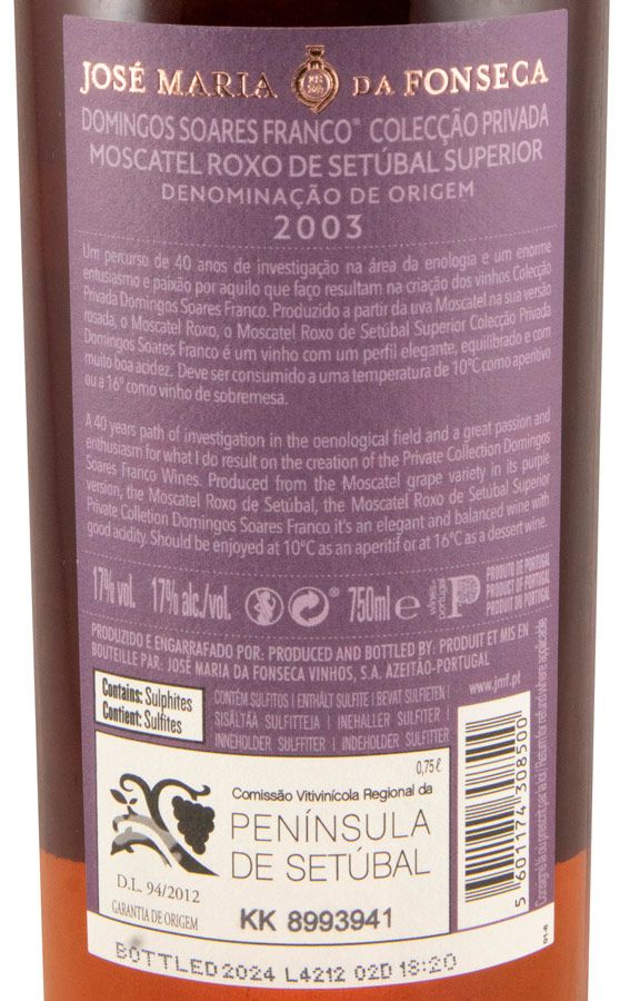 2003 Moscatel Roxo de Setúbal José Maria da Fonseca DSF Colecção Privada Superior