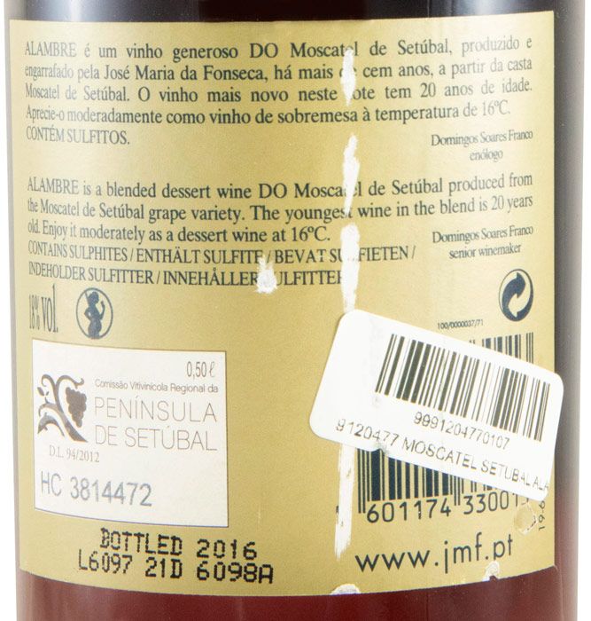 Moscatel de Setúbal José Maria da Fonseca Alambre 20 years (former bottle) 50cl