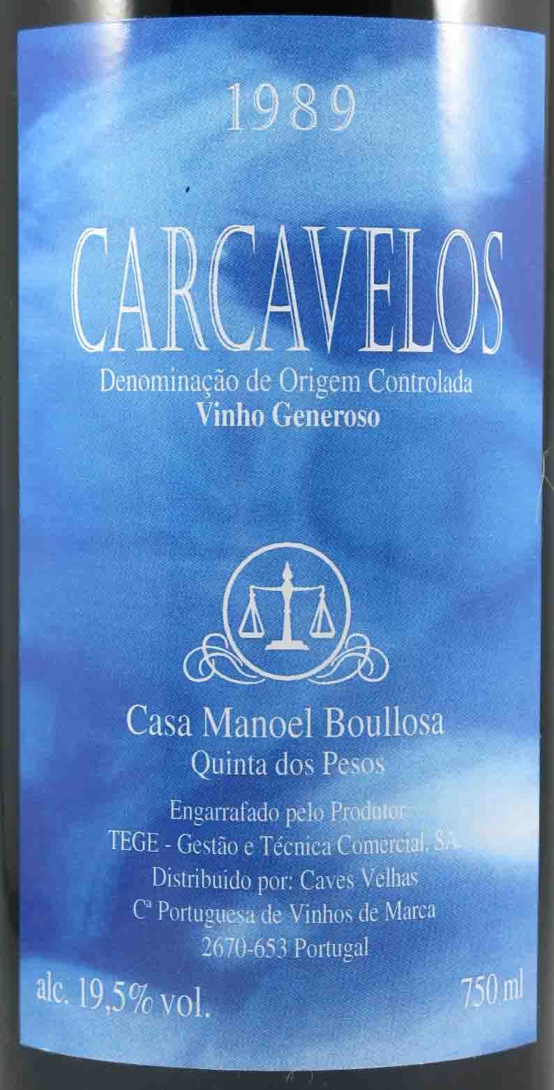 1989 Carcavelos Quinta dos Pesos
