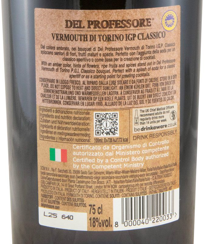 Vermute Del Professore Classico Vermouth di Torino