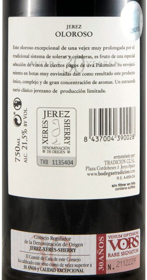 Jerez Bodegas Tradición Oloroso VORS 30 years