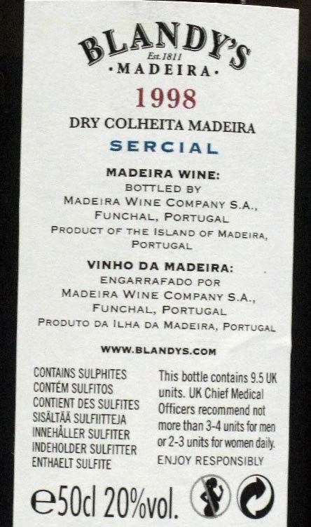 1998 Madeira Blandy's Sercial 50cl