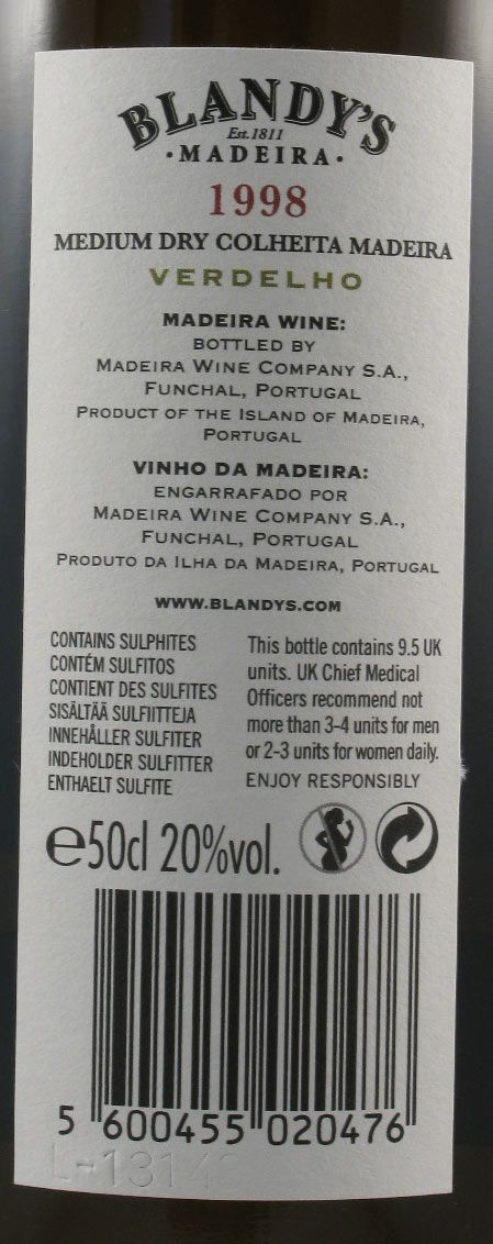 1998 Madeira Blandy's Verdelho 50cl