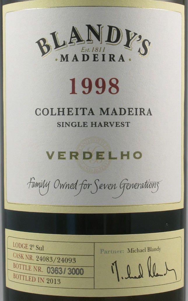 1998 Madeira Blandy's Verdelho 50cl